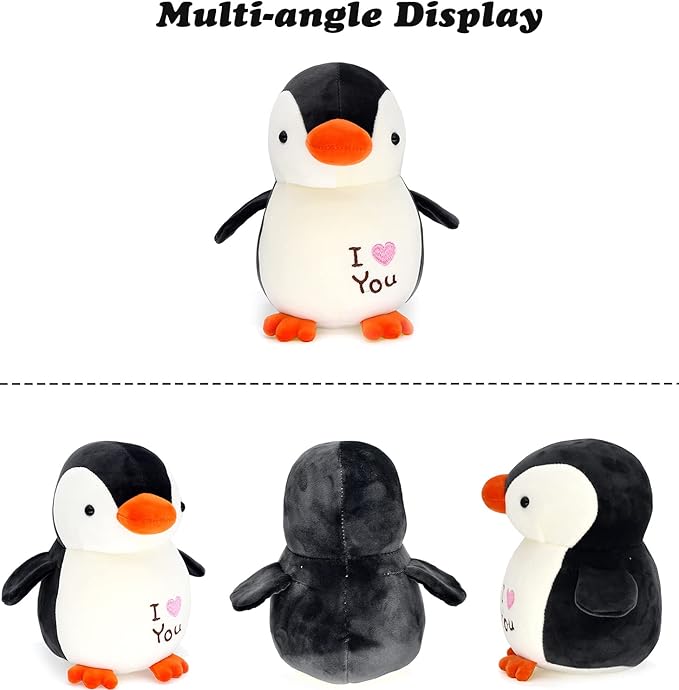 HWD 8.7 Inch Soft Stuffed Penguin Dolls, Stuffed Animals Toys, Gifts for Kids Toddlers Birthday Christmas Day (Black)