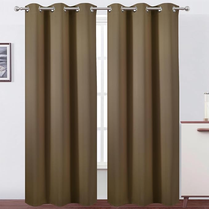 LEMOMO Brown Thermal Blackout Curtains/42 x 84 Inch/Set of 2 Panels Room Darkening Curtains for Bedroom