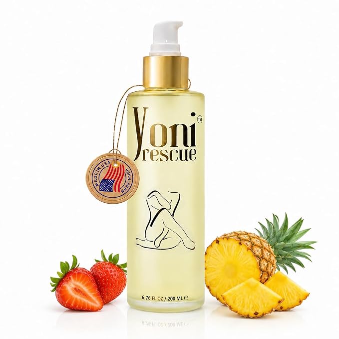 Yoni Rescue Yoni Oil 6.76oz, All Natural Ingredient for Women pH Balance & Wetness, Vaginal Oil for Dark Spots, Hydration & Comfort - Apricot, Jojoba, Chamomile, Vitamin E (Strawberry Pineapple)