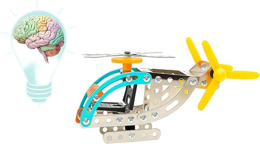 STEM Helicopter Building Kit for Kids Ages 8-12 | Metal Erector Set Engineering & Construction Toy | Educational DIY Model Kit for Boys & Girls | STEM Learning Toy Gift