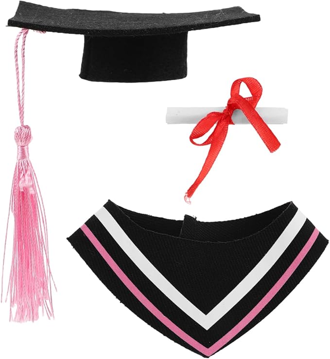 Amosfun Graduation Bear Clothes Set for DIY Stuffed Animals Adorable Plush Gown Cap Outfit Versatile Graduation Costume for Dolls Soft Fabric Fits Various
