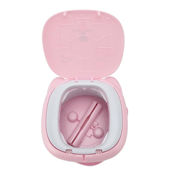 FILFEEL Foldable Travel Potty with Storage Bag - Portable Toilet for Car, Camping & Outdoor Adventures, Cute Green Design (Pink)
