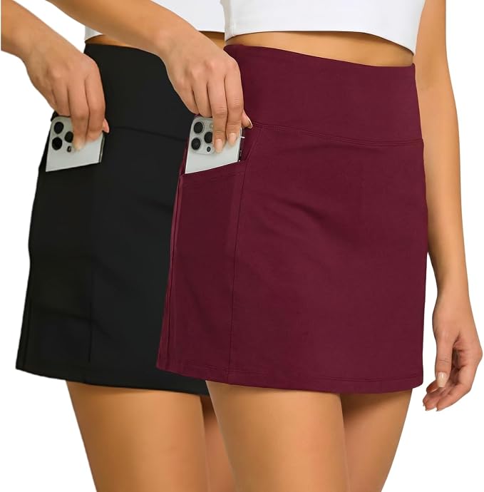 Ultra Performance Womens Golf Skirt 2 Pack Women’s Tennis Skort with Compression Liner Athletic Skirts for Women with Pockets