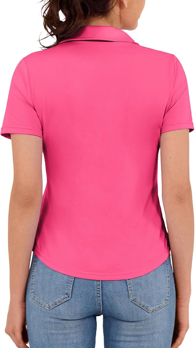 JACK SMITH Women's Golf Polo Shirt V Neck Short Sleeve Tennis Shirt Sun Protection Moisture Wicking Athletic Tops