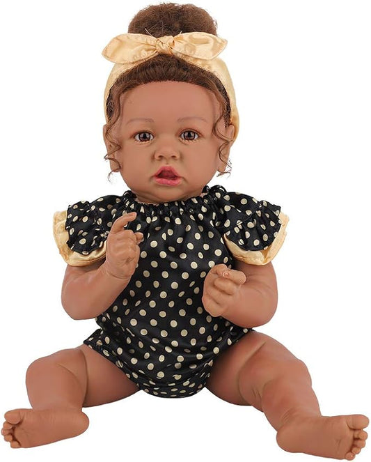 HOOMAI Lifelike Reborn Baby Dolls with Soft Body African American Realistic Girl Doll 22.8 Inch Best Birthday Gift Set