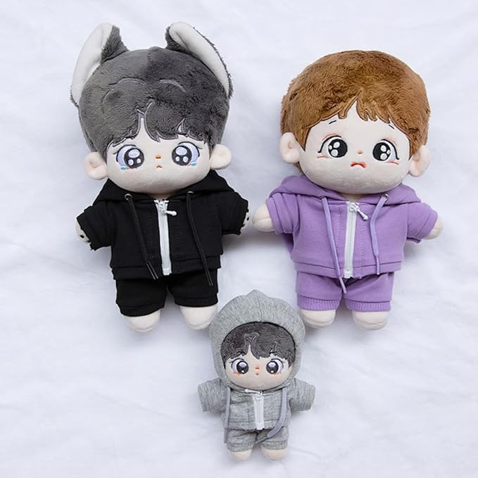 10cm 15cm 20cm Plush Doll Clothes Coat Pants Multi-Color Sportswear Sets Toys Dolls Accessories (Black, 20cm)