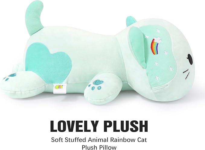 Onsoyours Original Rainbow Cat Plush 9 Inch Kitty Plushies Toy Kitten Stuffed Animal Soft Pillow Kawaii Plushie Gift for Kids & Adults (Rainbow Cat, 9")