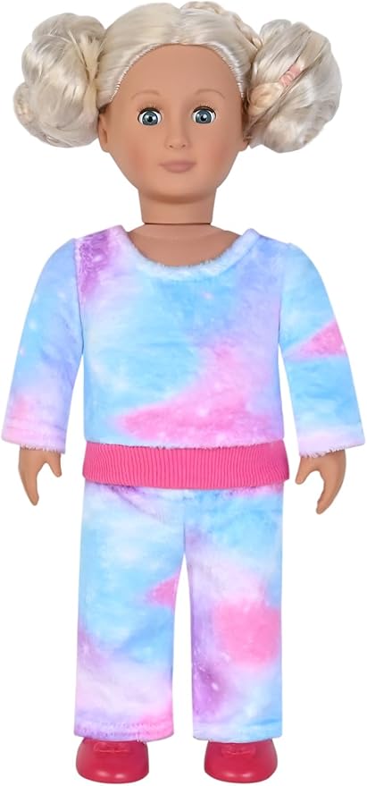 QPANCY Matching Doll & Girls Fleece Pjs Set kids Fall Winter Long Sleeve Sleepwear 2 Piece Pajamas