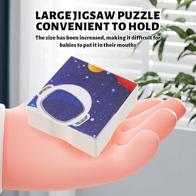 Anzikfoy 48 Piece Toy Building Jigsaw Puzzle Sets, 2 in 1 Space Theme Boys Girls Puzzles Building Block with Reusable Drawing Board Set for Toddlers Ages 1-3 and Kids 3+ Year Old