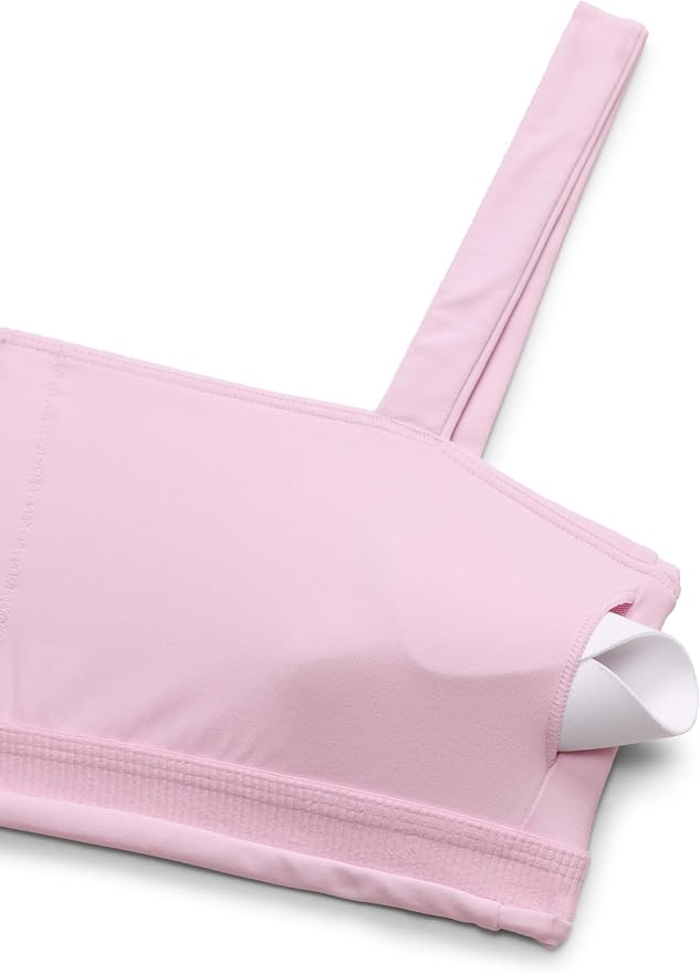 CRZ YOGA Butterlift Minimal Square Sports Bras for Women - Padded Supportive Wide Straps Yoga Workout Top