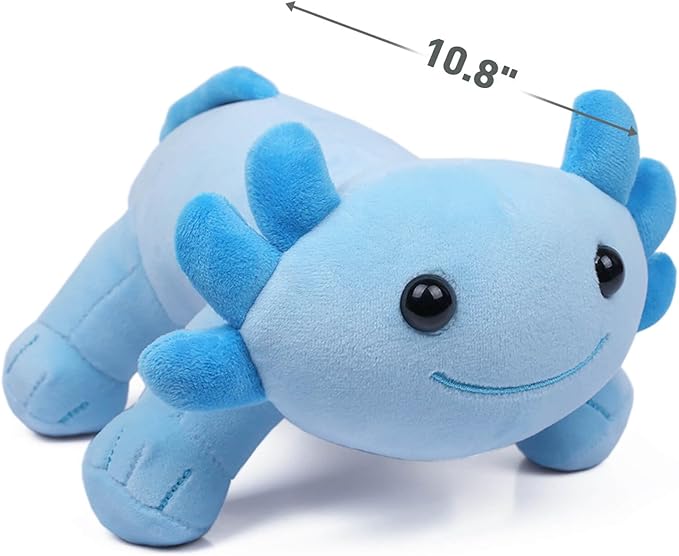 Axolotl Plush Toy, 10.8” Soft Cute Axolotl Stuffed Cotton Plush Pillow Kawaii Salamander Animal for Boys Girls Kids Gift (Blue)