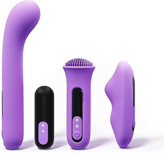 BlissWellness Vibrator Kit for Women & Couples, Wand Massager with 3 Silicone Attachments, G-Spot & Clitoral Stimulator, Bullet Vibrator Set, 10 Modes, Waterproof Adult Toy