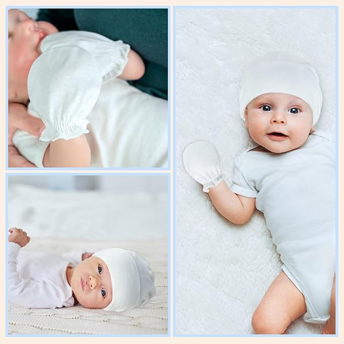 RATIVE Baby Mittens Newborn No Scratch Gloves, Organic Cotton Infant Mittens for Baby Boy & Girl, 0-6 Months