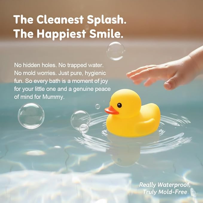 4.3 Inch 10 Pcs Kalafona Rubber Bathtub Duck/Duckie Waterproof No 'Bebe' No Hole Funny Bath Swimming Pool Toy Without Hole for Kids Birthday Party Favor Home Decor