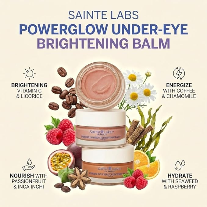 PowerGlow Under-Eye Brightening Balm, Firming & Hydrating Eye Balm with Niacinamide, Vitamin C, Caffeine & Peptides, Lightweight Glow Booster for Radiant Eyes, Hydration Boost, 0.35 oz