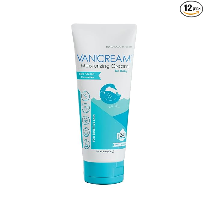 Vanicream Moisturizing Cream for Baby, 6 Oz, Gentle, Hydrating Baby Lotion with Beta-Glucan & Ceramides, Formulated without Common Irritants for Sensitive Skin, All Ages (Pack of 12)