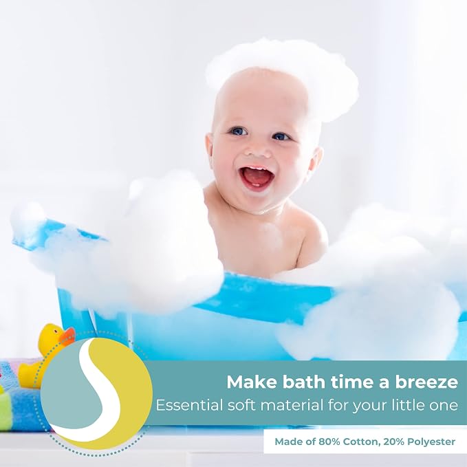 Spasilk Bath Hooded Towels & Washcloths Set for Babies, 2 Hooded Terry Bath Towels & 2 Washcloths, Grey Lion