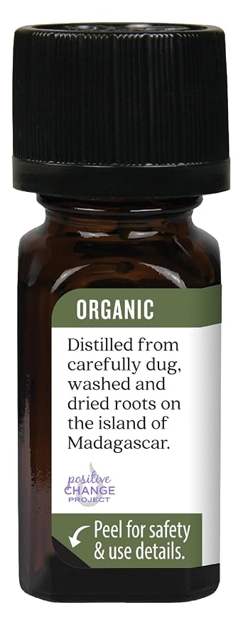 Aura Cacia Certified Organic Pure Vetiver Essential Oil, 0.25 fl. Oz