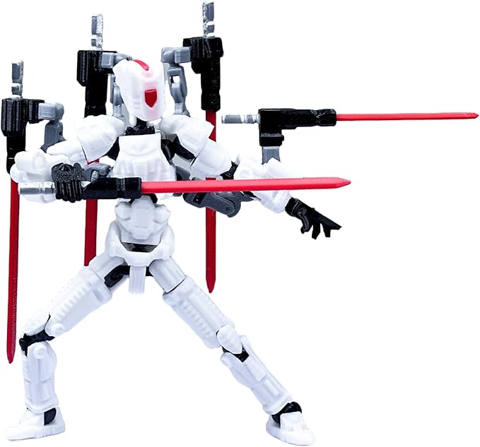 Assembly Completed T13 Action Figure,3D Printed Multi-Jointed Movable T 13, Nova 13 Action Figures Desktop Decorations for Game Lovers Toy (White)
