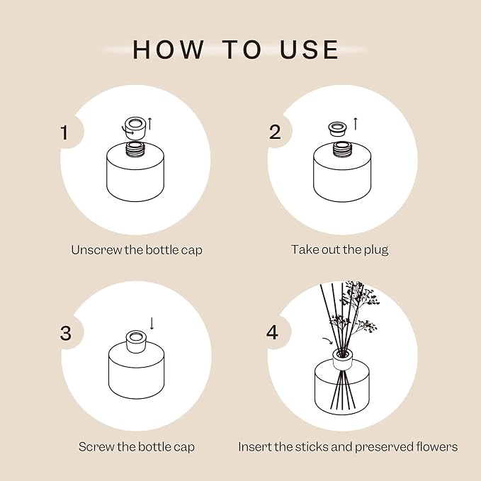 Cocorrína Premium Reed Diffuser Set with Preserved Baby's Breath & Cotton Stick Lavender Thyme | 6.76 Fl.oz Scent Diffuser for Bedroom Bathroom Home Décor