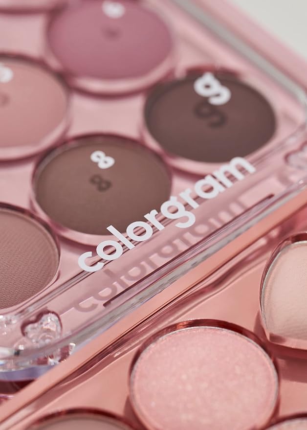 COLORGRAM Pin Point Eyeshadow Palette 01 Peach+Coral= | Ultra-Blendable Matte, Glitter, Shimmer Shades for Daily Makeup | K-Beauty Eye Palette with Easy-to-Use Calculator Design