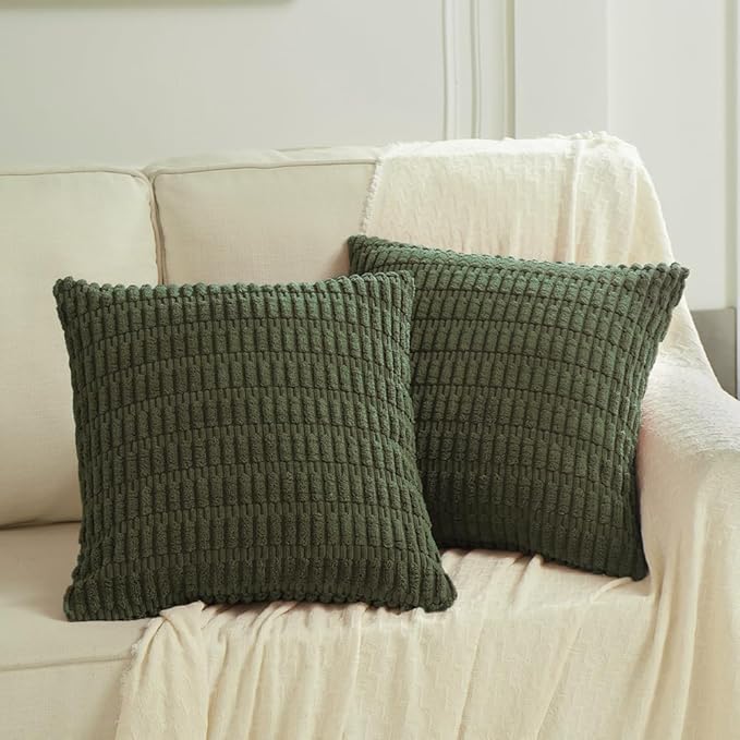 Fancy Homi 4 Packs Decorative Throw Pillow Covers for Living Room Couch Bed, Modern Farmhouse Boho Home Décor Accent Cushion Case, 22" x 22", Olive Green