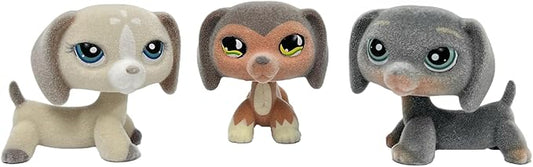3pcs/Set Custom Flocked Pet Shop Toys Short Hair Cat Kitten Collie Great Dane Cocker Spaniel Dachshund Puppy Dog OOAK Compatible with LPS (#325 and #675 and #1491)