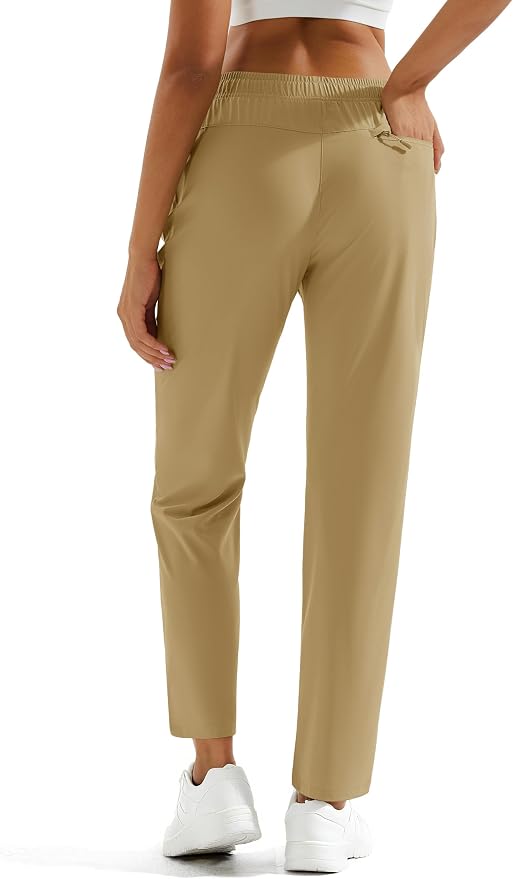 MAGCOMSEN Women's Hiking Pants Lightweight Quick Dry UPF 50 Water Resistant Elastic Waist Golf Travel Pants Zip Pockets