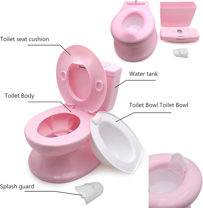 HTTMT- Classic Portable Pink Realistic Toddler Potty Training Toilet w/Flushing Sound Baby Chair Seat Kid [P/N: ET-BABY004-PINK]