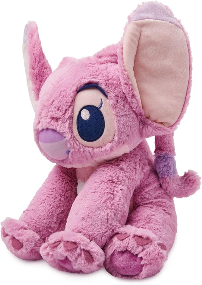 DISNEY STORE Official Angel Medium Soft Toy for Kids, Cuddly Character with Fuzzy Texture and Embroidered Details, Flexible Floppy Ears, Disney Plushy Suitable for All Ages.