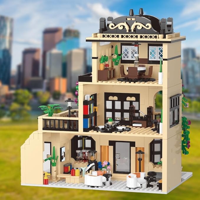 City Cafe Building Blocks Set with LED,1400+pcs Mini Bricks for Adults and Teen 14+
