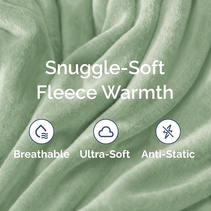 Fleece Blanket Kids Size - Ultra-Soft Flannel Fleece Blanket - Celadon | Soft, Warm, Outdoor Picnic Blanket for Camping, Travel, Lightweight, Cozy, Anti-Static, Home Decor Gifts for Men & Women