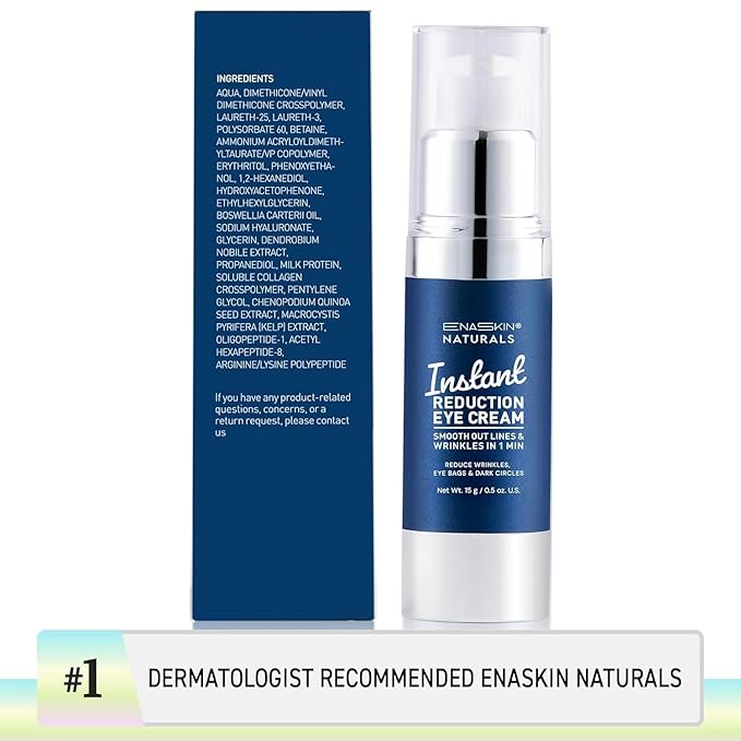 Enaskin Naturals Instant Eye & Face Lift Cream - Rapid Tightener and Wrinkle Filler for Deep Wrinkles - Under-Eye Bags & Puffiness Remover - Temporary Face Firming for Women & Men in 60s - 2.0 oz