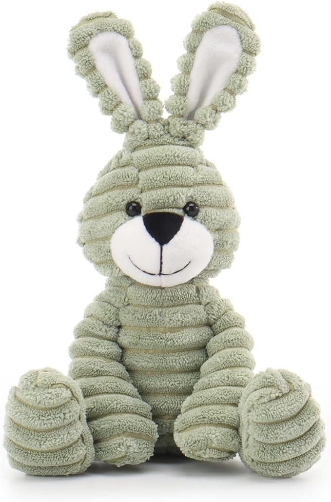 Apricot Lamb Corduroy Green Bunny Stuffed Animals for Kids, Soft Cute Plush Toys for Baby Girl and Boy, 6.3 Inches