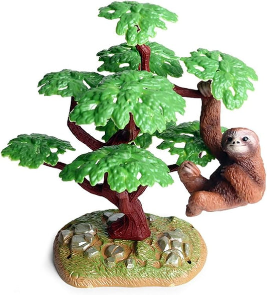 Sloth Figure Sloth Figurine Sloth Model Sloth on Tree Figurine Realistic Animal Figurines Desktop Decor, Set of 2