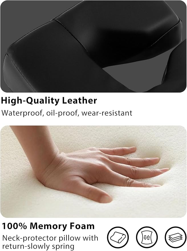 TOROKOM Adjustable Headrest Massage Kit, Face Pillow Cradle & Support Bracket, Hanging Arm Rest, Square Face Pillow for Sleeping Mattress Top(Black)