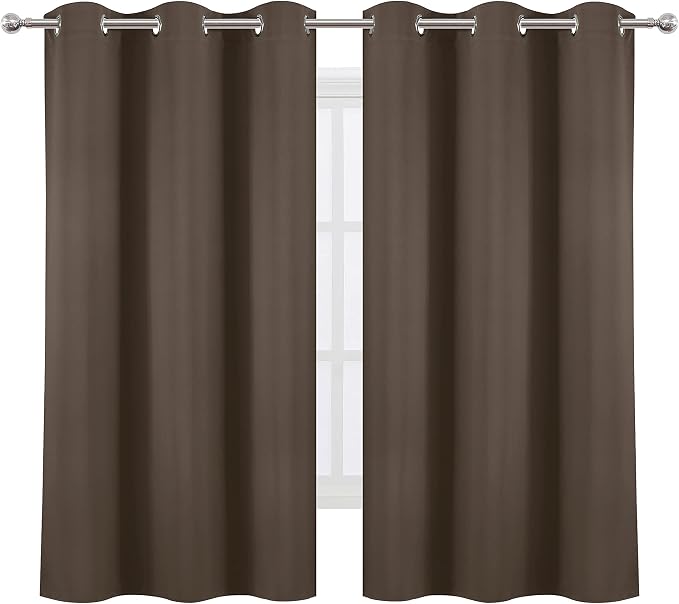 LEMOMO Chocolate Brown Blackout Curtains 42 x 63 Inch Length/Set of 2 Curtain Panels/Thermal Insulated Room Darkening Blackout Curtains for Bedroom