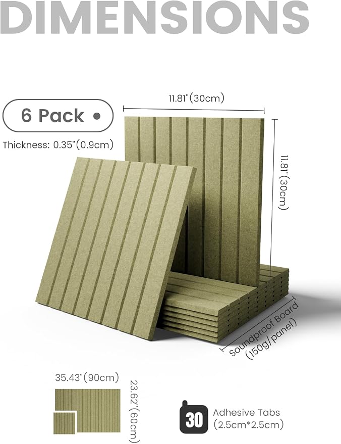 Fluxynara 36" x 24" Large Felt Bulletin Board, Olive Green | 6 Pack Cork Board Alternative with 30 Safe Adhesive Tabs, Pin Boards for Wall Decor, Home, Office, Classroom,Dorm