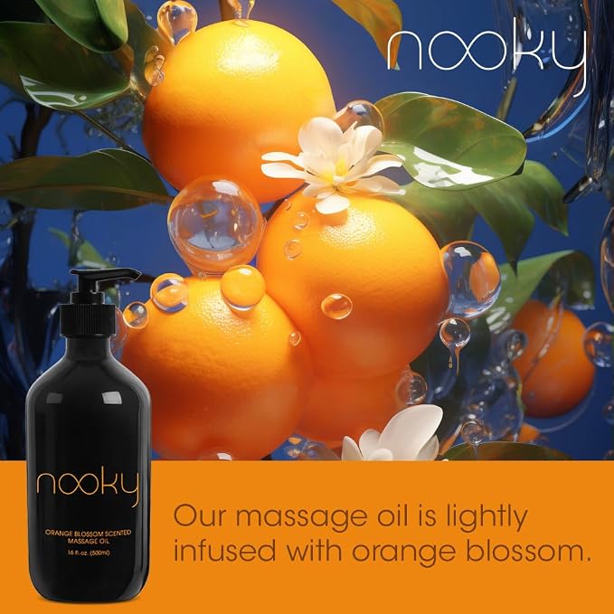 Nooky Orange Blossom Massage Oil. with Jojoba and Essential Oils. for Massaging 16 Ounce.