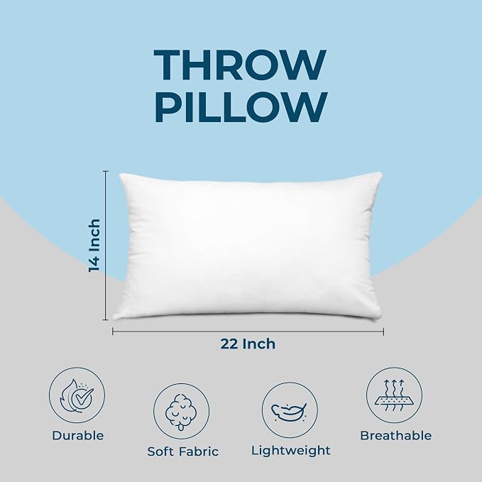 Utopia Bedding Throw Pillows, Decorative 14x22 Pillow Inserts, Set of 4 | Down alternative pillow insert with plush fluffy fill for beds sofas couches and chairs. Suitable for indoor outdoor use.