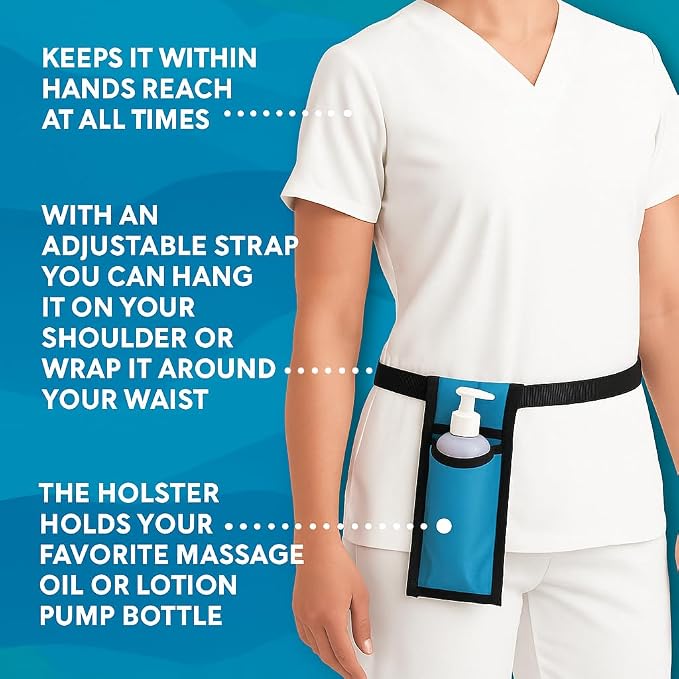Royal Massage Oil Bottle Holster with Adjustable Strap – Hands-Free Waist or Shoulder Pouch for Therapists – Fits Most Pump Bottles – 8 Color Options - Bottle Not Included (Pink)