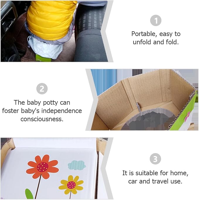 FRCOLOR Portable Foldable Paper Toilet with Travel Potty Seat for Boy Girl Compact Portable Toilet for Outdoor and Car Use Practical Foldable Closestool for Travel Potty Training