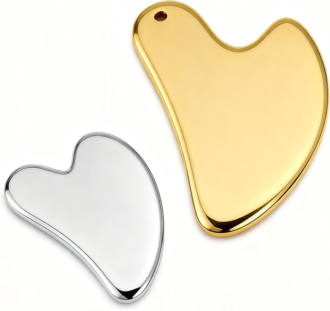 Partition Nursing Scraping Tool Set - Silver Facial Scraping Board and Gold Body Shaping Tool, Lymphatic Massage Tools for Facial Contouring, Jawline Shaping, Neck and Shoulder Relaxation