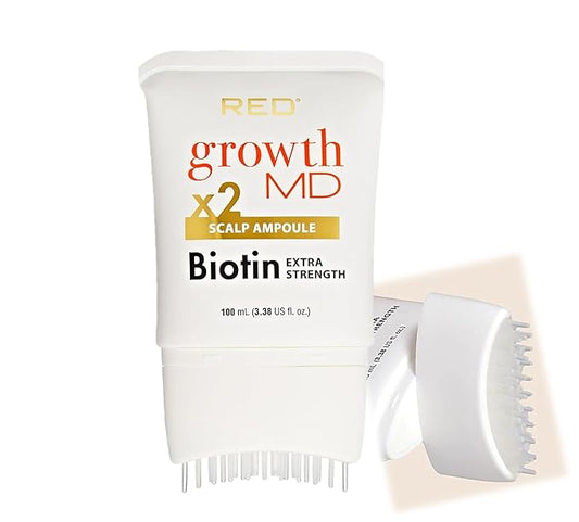 Red by Kiss GrowthMD Extra Strength Scalp Ampoule with Biotin, Brush Applicator, Peppermint Oil, Aloe Vera, Hydrates Scalp, Reduces Thinning, Fuller Hair Growth, Cooling & Soothing100ml