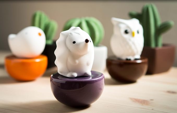 Spiky Hedgehog, Non-Electric Ceramic Diffusers for Essential Oils and Aromatherapy Fragrance, White Ceramic Diffusers in Car or Desk Office Decor and Small Bathroom at Home, Purple Vase