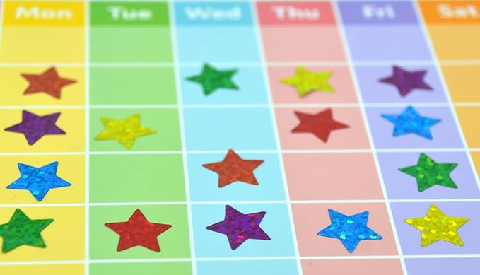 Storm&Lighthouse 600 x Star Stickers Rainbow Stickers Stars Mini Teacher Reward Stickers Scrapbook Stars for Crafts Glitter Art and Craft Classroom Resource (Rainbow)