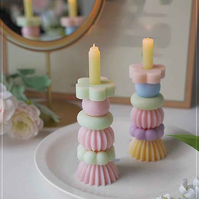 Creative Rainbow Stacking Scented Candle Soybean Waxes Air Freshener Candle for Home Relaxation Aromatherapies