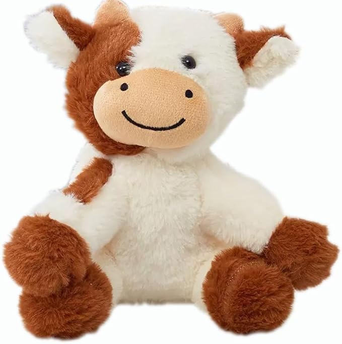 Cow Stuffed Animals Soft Plush Cute Cow Doll for Boys Girls 8in (zuo NIU zongse)