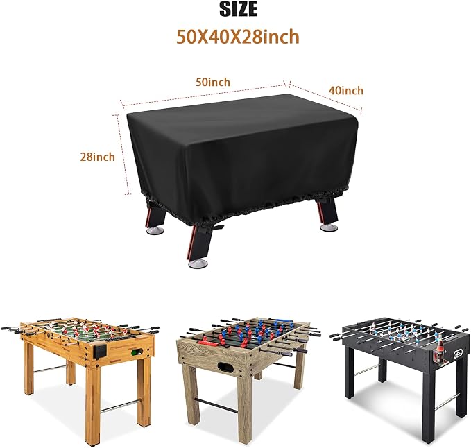Foosball Table Cover - Waterproof Football Table Cover Soccer Table Covers Outdoor Indoor Foosballs Table Covers - 63"L×45"W×19.5"H, Black