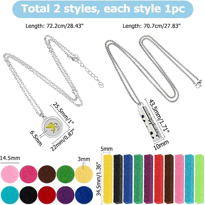 Aromatherapy Essential Oil Diffuser Necklace Diffuser Stainless Steel Oil Pendant Aromatherapy Bottle Locket Necklaces Gift for Woman Men